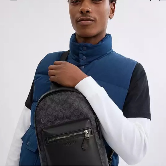 Coach Graham Pack Signature monogram in gunmetal gray black crossbody unisex - Picture 4 of 11